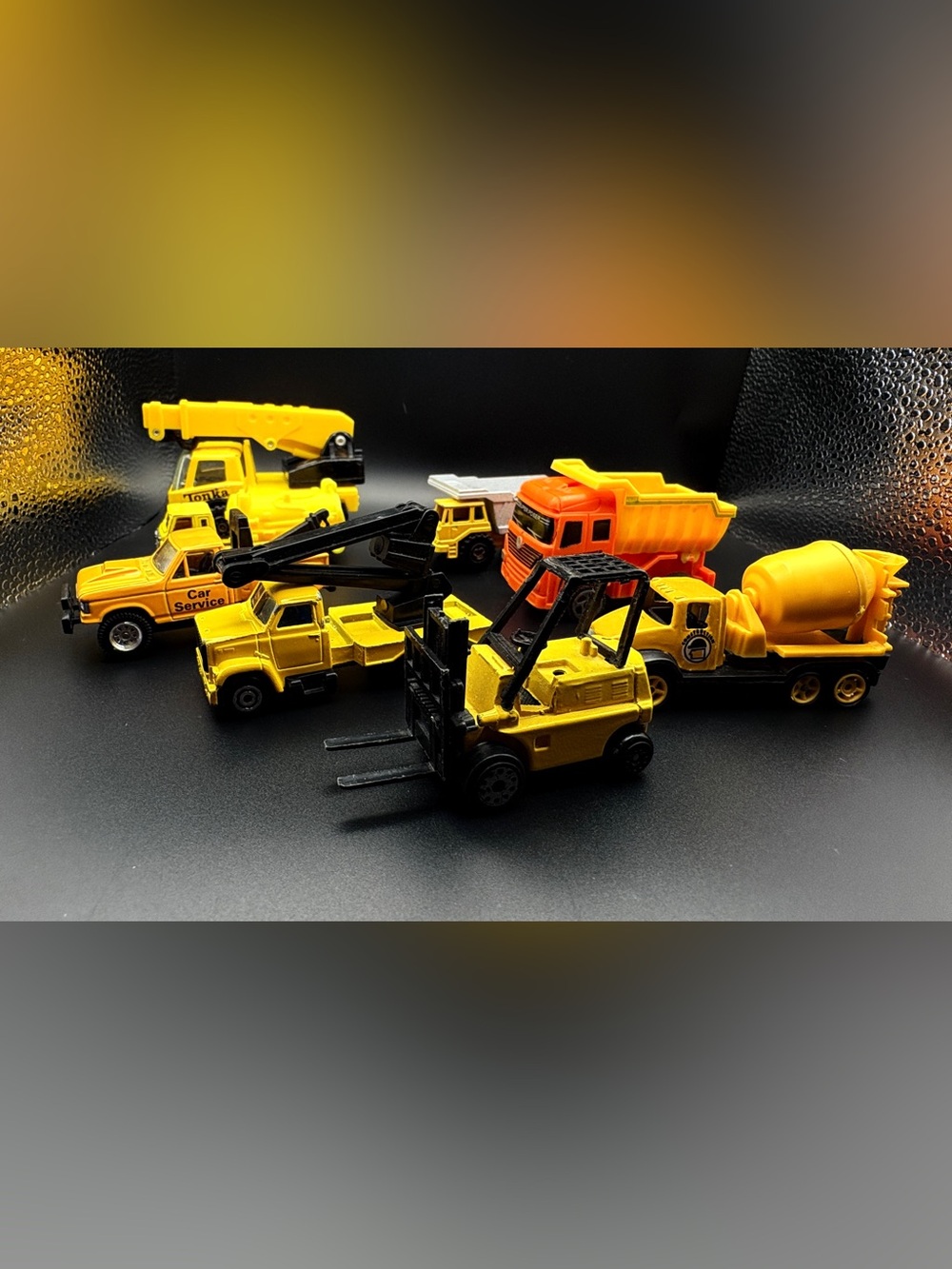 Yellow Construction Vehicle Toy Set - Forklift and Trucks